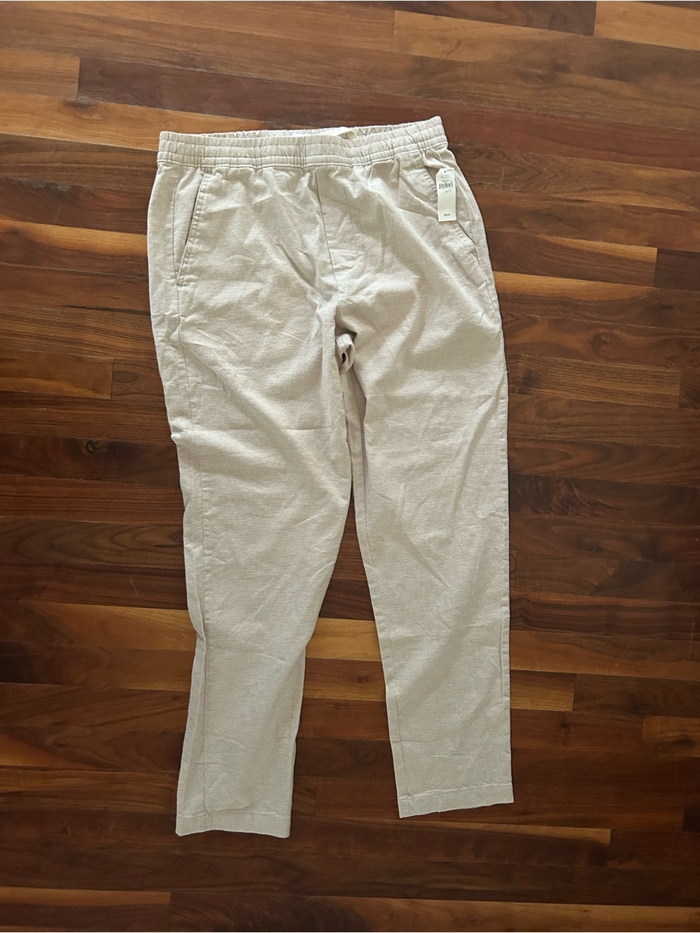 GAP Men's/teens  Light Beige Elastic-Waist Linen Pant Size small